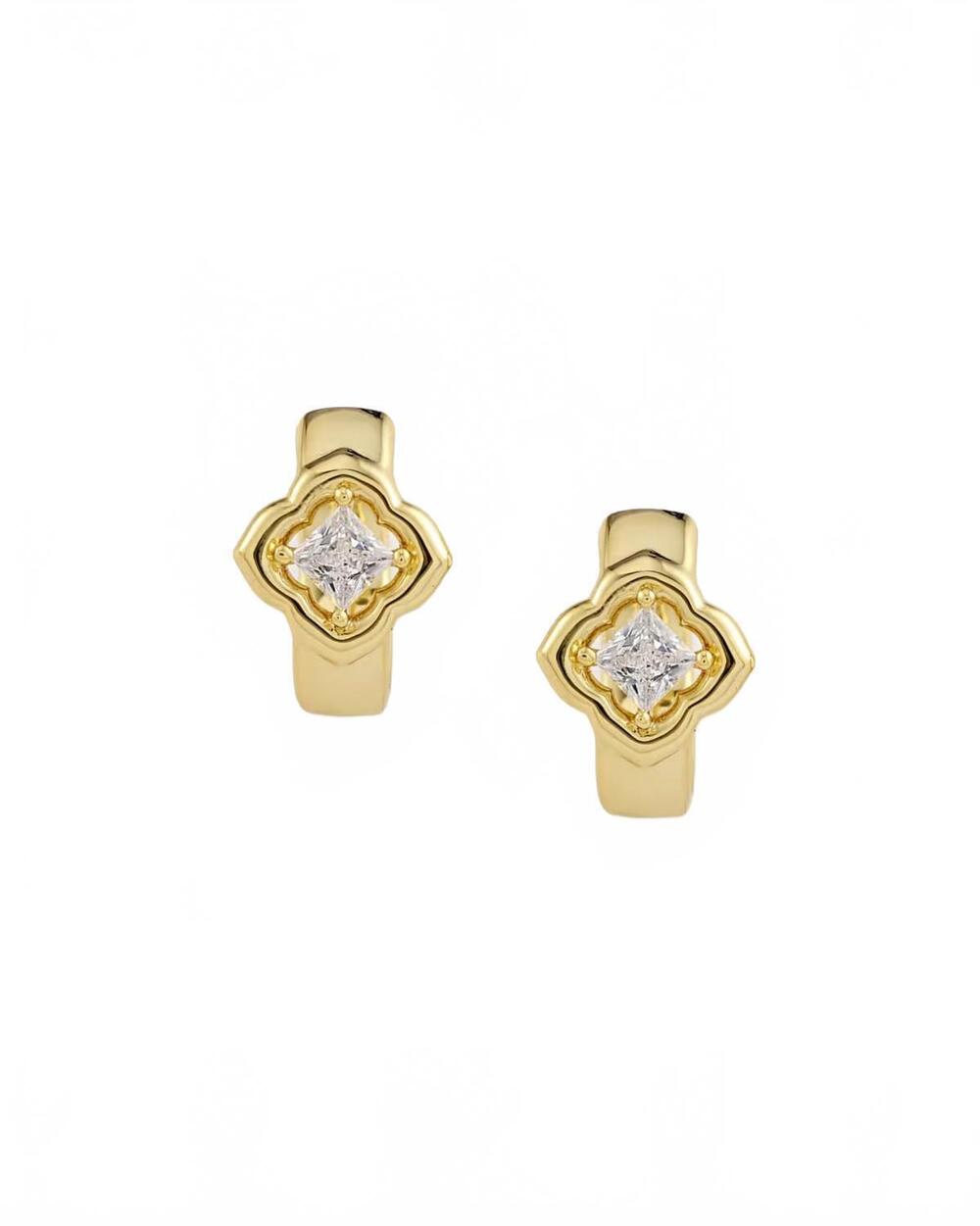 NEW KENDRA SCOTT women's mallory crystal huggie earrings in gold white